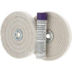 Value Collection - 6" Diam Cushion Sewn, Spiral Sewn Buffing Wheel Set - 1/2 & 7/8" Arbor Hole - USA Tool & Supply