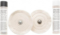 Value Collection - 4" Diam Cushion Sewn, Spiral Sewn Buffing Wheel Set - 1/2" Arbor Hole - USA Tool & Supply