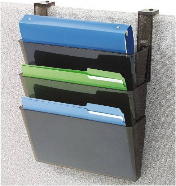 Deflect-o - 13" Wide x 7" High x 4" Deep Plastic Wall File - 3 Compartments, Black - USA Tool & Supply