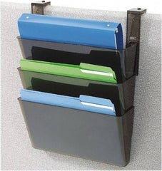 Deflect-o - 13" Wide x 7" High x 4" Deep Plastic Wall File - 3 Compartments, Black - USA Tool & Supply