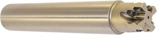 Millstar - 1-1/2" Cut Diam, 1.58" Max Depth, 1-1/2" Shank Diam, Cylindrical Shank Indexable High-Feed End Mill - Screw Holding Method, HFCI-1204 Insert, HFSS Toolholder, Through Coolant - USA Tool & Supply
