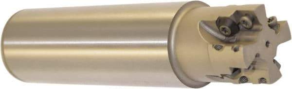 Millstar - 1-1/2" Cut Diam, 1.58" Max Depth, 1-1/2" Shank Diam, Cylindrical Shank Indexable High-Feed End Mill - Screw Holding Method, HFCI-1204 Insert, HFSS Toolholder, Through Coolant - USA Tool & Supply
