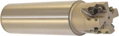 Millstar - 1-1/2" Cut Diam, 1.58" Max Depth, 1-1/2" Shank Diam, Cylindrical Shank Indexable High-Feed End Mill - Screw Holding Method, HFCI-1204 Insert, HFSS Toolholder, Through Coolant - USA Tool & Supply