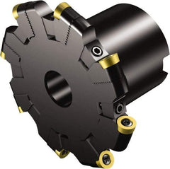 Sandvik Coromant - Shell Mount Connection, 1/2" Cutting Width, 2.106" Depth of Cut, 205.2mm Cutter Diam, 1-1/2" Hole Diam, 16 Tooth Indexable Slotting Cutter - 1-1/2" Shank Diam, R331.32 Toolholder, Rxx..MQ Insert, Right Hand Cutting Direction - USA Tool & Supply