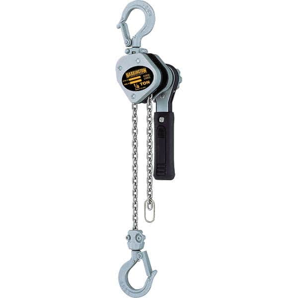 Harrington Hoist - 500 Lb Capacity, 10' Lift Height, Chain Mini Lever Manual Hoist - USA Tool & Supply