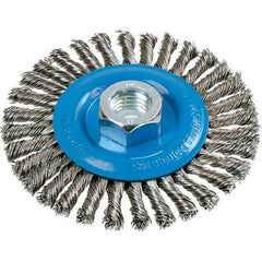 WALTER Surface Technologies - 4" OD, 5/8-11 Arbor Hole, Stringer Bead Stainless Steel Wheel Brush - 3/16" Face Width, 0.02" Filament Diam, 20,000 RPM - USA Tool & Supply