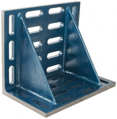 Interstate - 20" Wide x 12" Deep x 16" High Cast Iron Machined Angle Plate - Slotted Plate, Through-Slots on Surface, Double Web, Single Plate - USA Tool & Supply