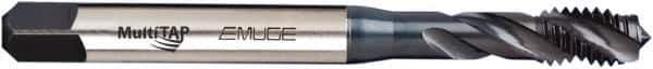 Emuge - M10x1.50 Metric Coarse 3 Flute 6H Modified Bottoming Spiral Flute Tap - Vanadium High Speed Steel, Oxide Finish, 100mm OAL, Right Hand Flute, Right Hand Thread - USA Tool & Supply