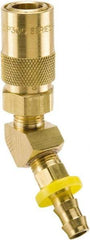 Parker - Nonthreaded Brass Hydraulic Hose Push-Lok Hose Barb Coupler & 45° Fitting - 200 psi, 12 GPM, 1/2" Hose Diam, Series Moldmate - USA Tool & Supply
