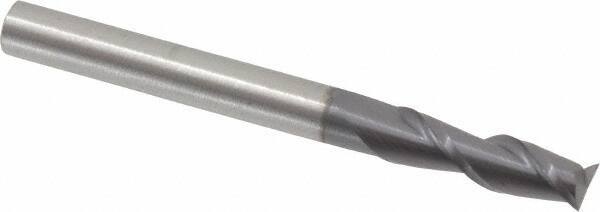Accupro - 3/16", 5/8" LOC, 3/16" Shank Diam, 2" OAL, 2 Flute, Solid Carbide Square End Mill - Single End, AlTiN Finish, Spiral Flute, 40° Helix, Centercutting, Right Hand Cut, Right Hand Flute - USA Tool & Supply