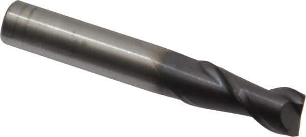 Accupro - 3/8", 7/8" LOC, 3/8" Shank Diam, 2-1/2" OAL, 2 Flute, Solid Carbide Square End Mill - Single End, AlTiN Finish, Spiral Flute, 40° Helix, Centercutting, Right Hand Cut, Right Hand Flute - USA Tool & Supply