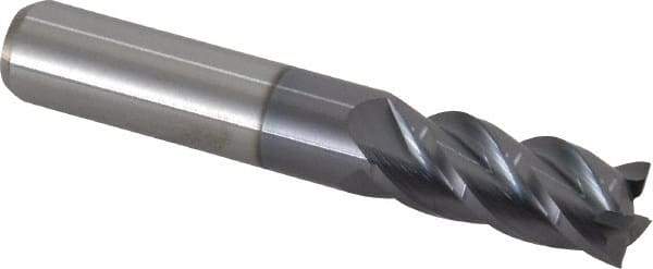 Accupro - 7/16", 1" LOC, 7/16" Shank Diam, 2-3/4" OAL, 4 Flute, Solid Carbide Square End Mill - Single End, AlTiN Finish, Spiral Flute, 40° Helix, Centercutting, Right Hand Cut, Right Hand Flute - USA Tool & Supply