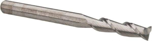 Accupro - 1/8", 1/2" LOC, 1/8" Shank Diam, 1-1/2" OAL, 2 Flute, Solid Carbide Square End Mill - Single End, Uncoated, Spiral Flute, 40° Helix, Centercutting, Right Hand Cut, Right Hand Flute - USA Tool & Supply