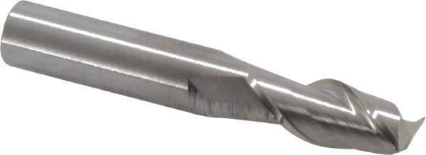 Accupro - 7/16", 1" LOC, 7/16" Shank Diam, 2-3/4" OAL, 2 Flute, Solid Carbide Square End Mill - Single End, Uncoated, Spiral Flute, 40° Helix, Centercutting, Right Hand Cut, Right Hand Flute - USA Tool & Supply