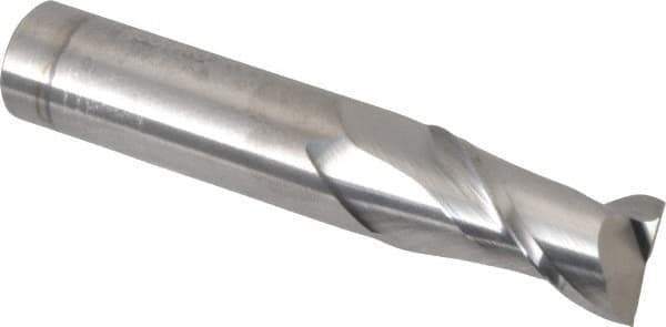 Accupro - 5/8", 1-1/4" LOC, 5/8" Shank Diam, 3-1/2" OAL, 2 Flute, Solid Carbide Square End Mill - Single End, Uncoated, Spiral Flute, 40° Helix, Centercutting, Right Hand Cut, Right Hand Flute - USA Tool & Supply