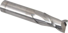 Accupro - 5/8", 1-1/4" LOC, 5/8" Shank Diam, 3-1/2" OAL, 2 Flute, Solid Carbide Square End Mill - Single End, Uncoated, Spiral Flute, 40° Helix, Centercutting, Right Hand Cut, Right Hand Flute - USA Tool & Supply
