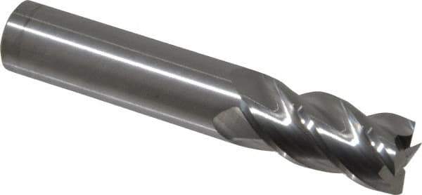 Accupro - 5/8", 1-1/4" LOC, 5/8" Shank Diam, 3-1/2" OAL, 4 Flute, Solid Carbide Square End Mill - Single End, Uncoated, Spiral Flute, 40° Helix, Centercutting, Right Hand Cut, Right Hand Flute - USA Tool & Supply