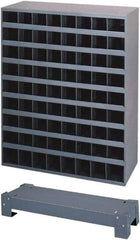 Durham - 72 Bin Bin Shelving Unit with Openings and Base - 12 Inch Overall Depth x 42 Inch Overall Height, Gray Steel Bins - USA Tool & Supply