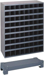 Durham - 40 Bin Bin Shelving Unit with Openings and Base - 12 Inch Overall Depth x 24 Inch Overall Height, Gray Steel Bins - USA Tool & Supply