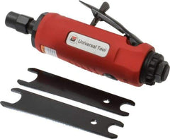Universal Tool - 1/4" Collet, Straight Handle, Straight Air Die Grinder - 22,000 RPM, Rear Exhaust, 22 CFM, 0.9 hp, 90 psi, 1/4 NPT - USA Tool & Supply