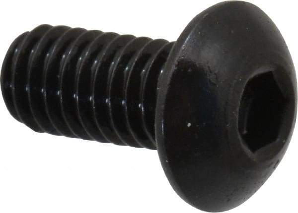 Holo-Krome - M4x0.70 Metric Coarse Hex Socket Drive, Button Screw - Grade 12.9 Alloy Steel, Black Oxide Finish, Fully Threaded, 8mm Length Under Head - USA Tool & Supply