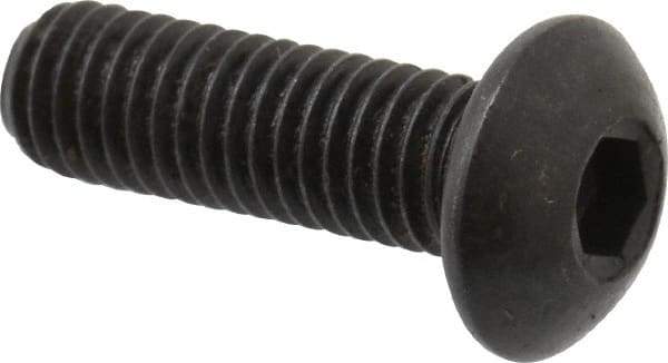 Holo-Krome - M5x0.80 Metric Coarse Hex Socket Drive, Button Screw - Grade 12.9 Alloy Steel, Black Oxide Finish, Fully Threaded, 16mm Length Under Head - USA Tool & Supply