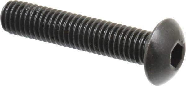 Holo-Krome - M5x0.80 Metric Coarse Hex Socket Drive, Button Screw - Grade 12.9 Alloy Steel, Black Oxide Finish, Fully Threaded, 25mm Length Under Head - USA Tool & Supply