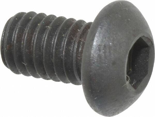 Holo-Krome - M6x1.00 Metric Coarse Hex Socket Drive, Button Screw - Grade 12.9 Alloy Steel, Black Oxide Finish, Fully Threaded, 10mm Length Under Head - USA Tool & Supply