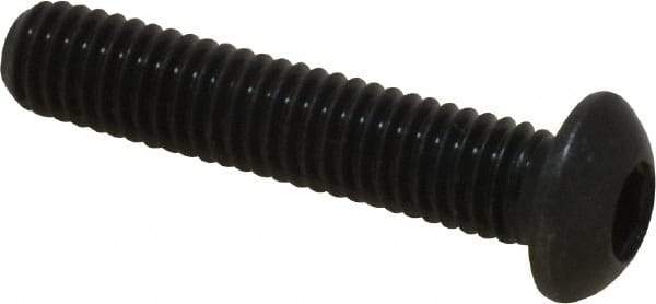Holo-Krome - M6x1.00 Metric Coarse Hex Socket Drive, Button Screw - Grade 12.9 Alloy Steel, Black Oxide Finish, Fully Threaded, 30mm Length Under Head - USA Tool & Supply
