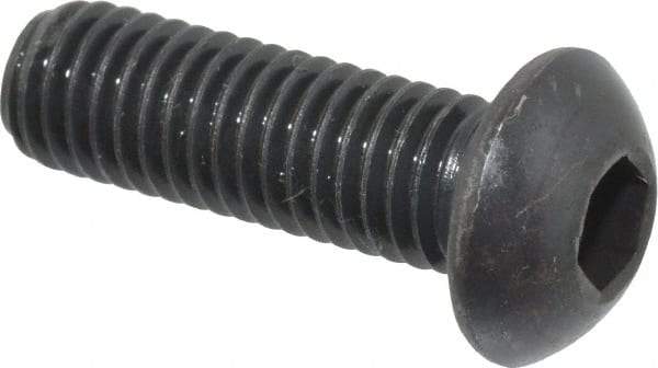 Holo-Krome - M8x1.25 Metric Coarse Hex Socket Drive, Button Screw - Grade 12.9 Alloy Steel, Black Oxide Finish, Fully Threaded, 25mm Length Under Head - USA Tool & Supply