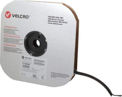 VELCRO Brand - 1" Wide x 10 Yd Long Adhesive Backed Hook Roll - Continuous Roll, Black - USA Tool & Supply