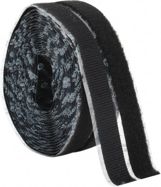 VELCRO Brand - 3/4" Wide x 5 Yd Long Adhesive Backed Hook & Loop Roll - Continuous Roll, Black - USA Tool & Supply