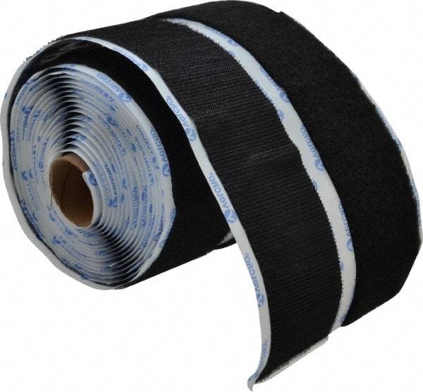 VELCRO Brand - 2" Wide x 5 Yd Long Adhesive Backed Hook & Loop Roll - Continuous Roll, Black - USA Tool & Supply