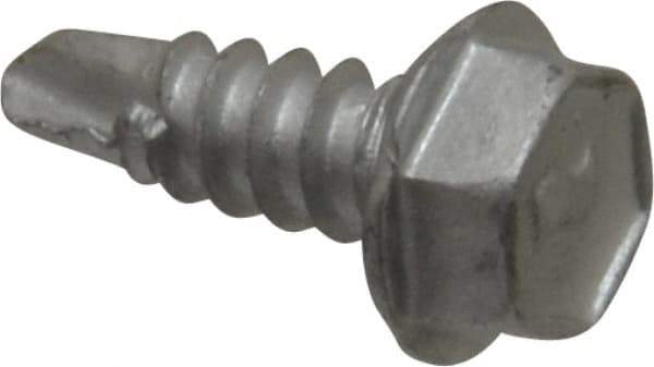 Elco - #8, Hex Washer Head, Hex Drive, 1/2" Length Under Head, #2 Point, Self Drilling Screw - Steel - USA Tool & Supply