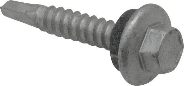 Elco - #12-14, Hex Washer Head, Hex Drive, 1-1/4" Length Under Head, #2 Point, Self Drilling Screw - Steel - USA Tool & Supply