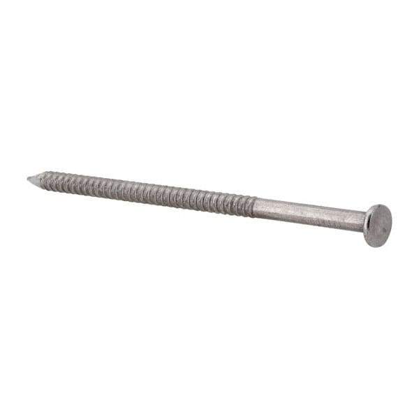 Made in USA - 16D, 8 Gauge, 3-1/2" OAL Common Nails - Ring Shank, 18-8 Stainless Steel - USA Tool & Supply