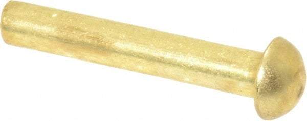 Made in USA - 1/8" Body Diam, Round Brass Solid Rivet - 3/4" Length Under Head - USA Tool & Supply