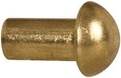 Made in USA - 3/16" Body Diam, Round Brass Solid Rivet - 3/8" Length Under Head - USA Tool & Supply