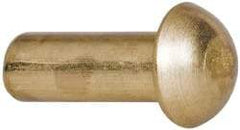 Made in USA - 3/16" Body Diam, Round Brass Solid Rivet - 1/2" Length Under Head - USA Tool & Supply