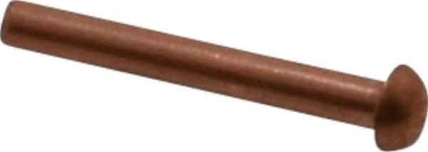 Made in USA - 1/8" Body Diam, Round Copper Solid Rivet - 1" Length Under Head - USA Tool & Supply