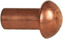 Made in USA - 3/16" Body Diam, Round Copper Solid Rivet - 3/8" Length Under Head - USA Tool & Supply