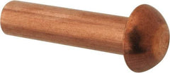 Made in USA - 3/16" Body Diam, Round Copper Solid Rivet - 3/4" Length Under Head - USA Tool & Supply