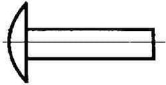 Made in USA - 3/16" Body Diam, Brazier Aluminum Solid Rivet - 5/8" Length Under Head, Grade 2117-T4, 0.467" Head Diam x 3/32" Head Height - USA Tool & Supply