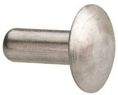 Made in USA - 3/16" Body Diam, Brazier Aluminum Solid Rivet - 1/2" Length Under Head, Grade 1100F, 0.467" Head Diam x 3/32" Head Height - USA Tool & Supply