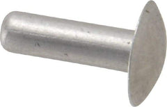 Made in USA - 3/16" Body Diam, Brazier Aluminum Solid Rivet - 5/8" Length Under Head, Grade 1100F, 0.467" Head Diam x 3/32" Head Height - USA Tool & Supply