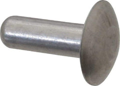 Made in USA - 1/4" Body Diam, Brazier Aluminum Solid Rivet - 3/4" Length Under Head, Grade 1100F, 5/8" Head Diam x 1/8" Head Height - USA Tool & Supply