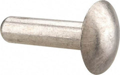 Made in USA - 1/4" Body Diam, Brazier Aluminum Solid Rivet - 1" Length Under Head, Grade 1100F, 5/8" Head Diam x 1/8" Head Height - USA Tool & Supply