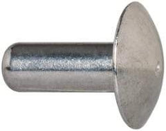 Made in USA - 3/16" Body Diam, Brazier Aluminum Solid Rivet - 1/2" Length Under Head, Grade 2117-T4, 0.467" Head Diam x 3/32" Head Height - USA Tool & Supply