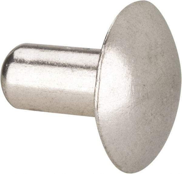 Made in USA - 1/4" Body Diam, Brazier Aluminum Solid Rivet - 1/2" Length Under Head, Grade 2117-T4, 5/8" Head Diam x 1/8" Head Height - USA Tool & Supply