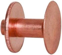 Made in USA - #8 Wire Body Diam, Flat Copper Belt Rivet with Washer - 1/2" Length Under Head, 1/2" Head Diam - USA Tool & Supply